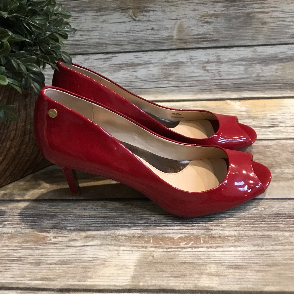 Red Calvin Klein Heels Open toe Size 10 NEW!